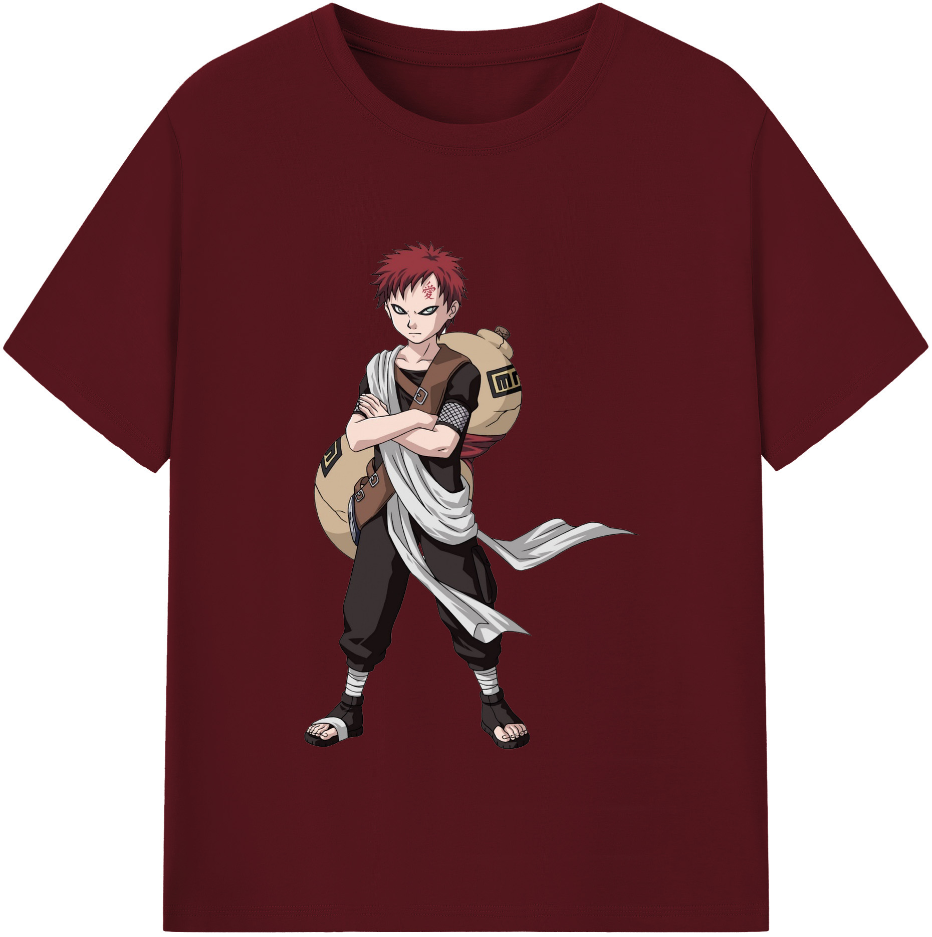 （画像用） NARUTO -ナルト- ガアラ Gaara 綿100％半袖Tシャツ（フロントプリント）